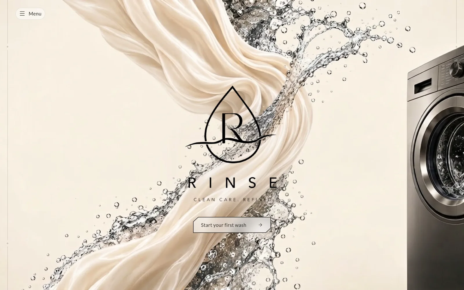 Rinse home page, desktop