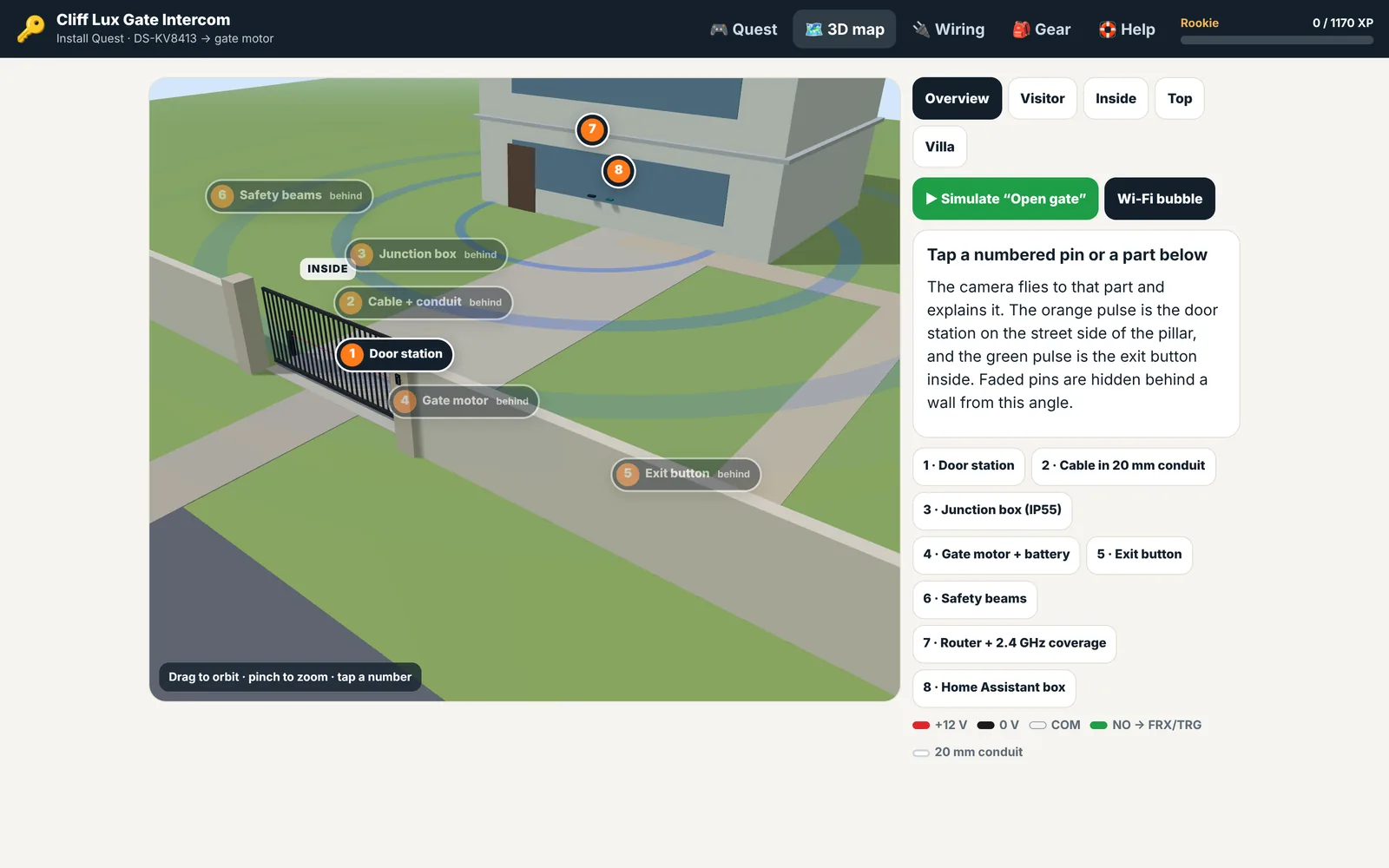Install quest: 3D map of the gate, desktop